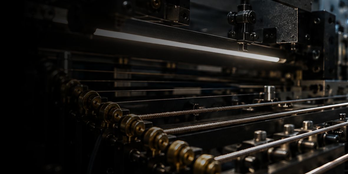 Guitar string manufacturing production process monitored by machine vision